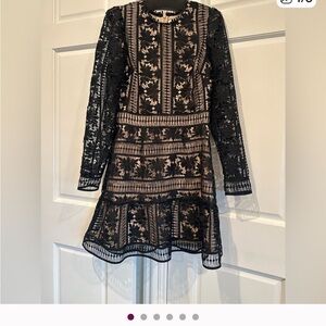 SAYLOR Black and Cream Lace Dress